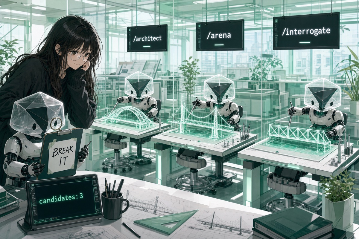 /architect, /arena and /interrogate